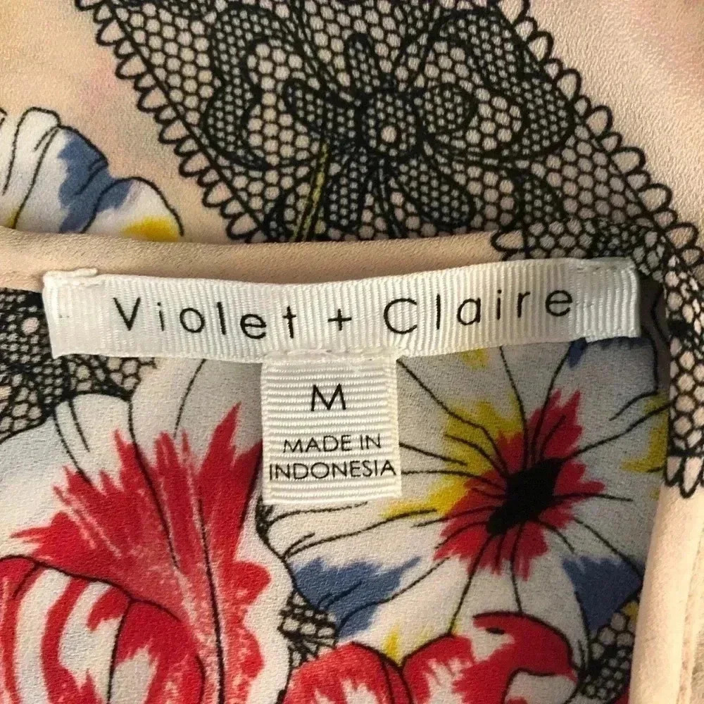 Violet & Claire Floral & Black Lace Print Blouse - Picture 8 of 10